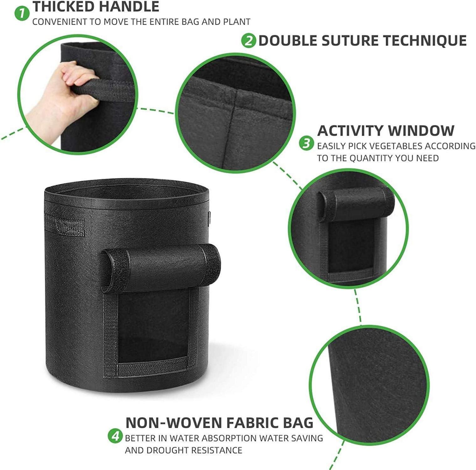 Grow Bag 15 Gallonen mit Sichtfenster und Griffen