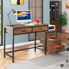 Schreibtisch mit 5 Schubladen & Aktenschrank – Braun