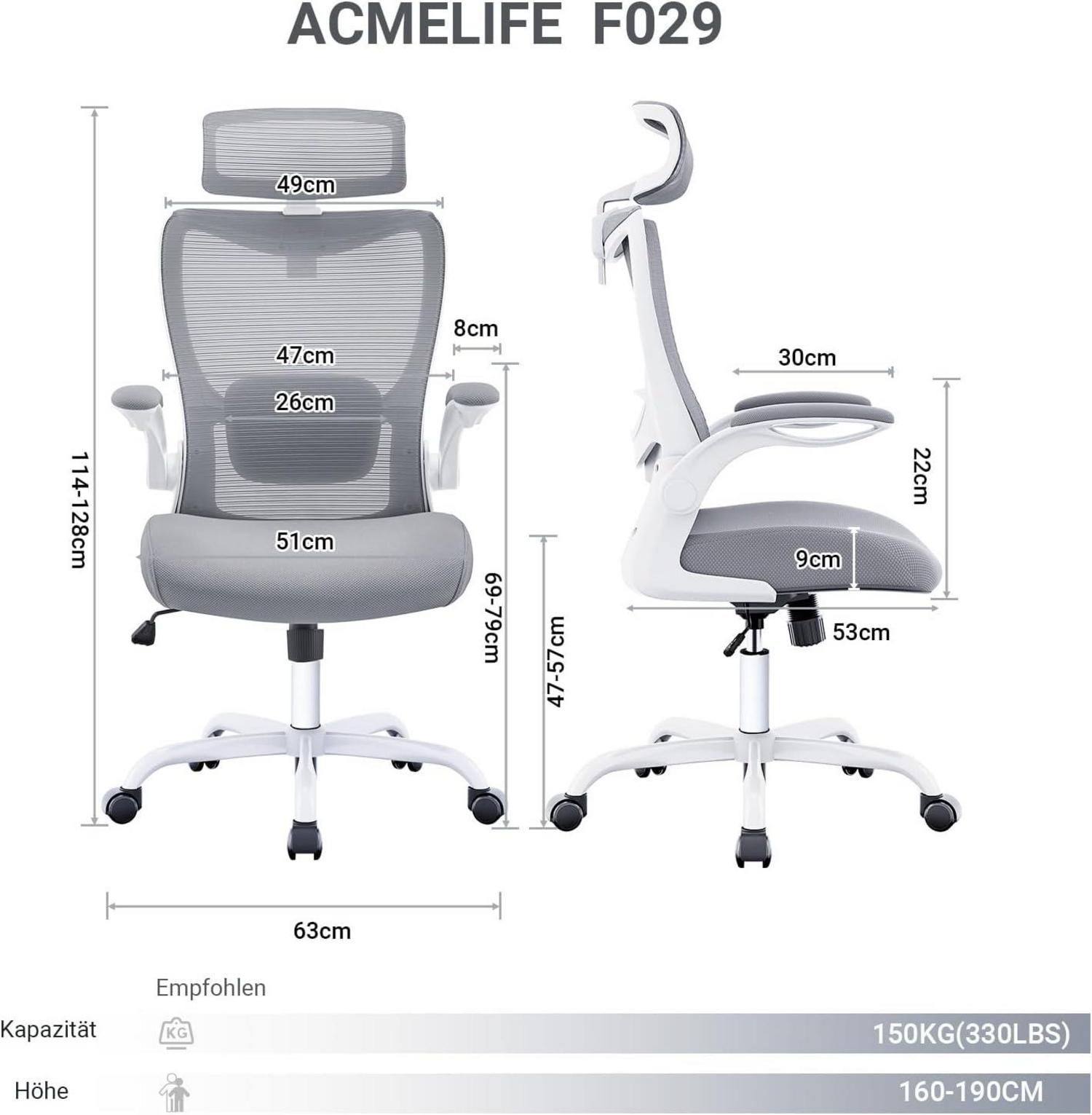 Ergonomischer Bürostuhl mit verstellbarer Kopfstütze und