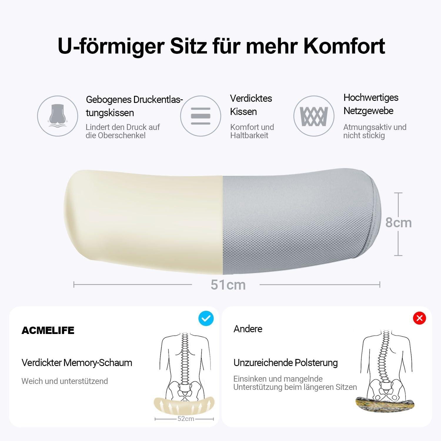 Ergonomischer Bürostuhl mit Kopfstütze und Lordosenstütze-Mesh-Grau