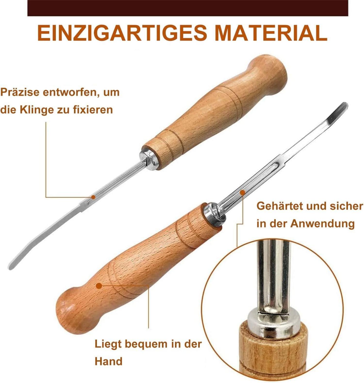 Walfos Brotmesser - Premium Bäckermesser 19CM mit 6 Klingen Lederschutzhülle