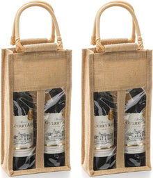 Weintasche 2er Set Jute Wein Verpackung Geschenk Tasche mit Griff und