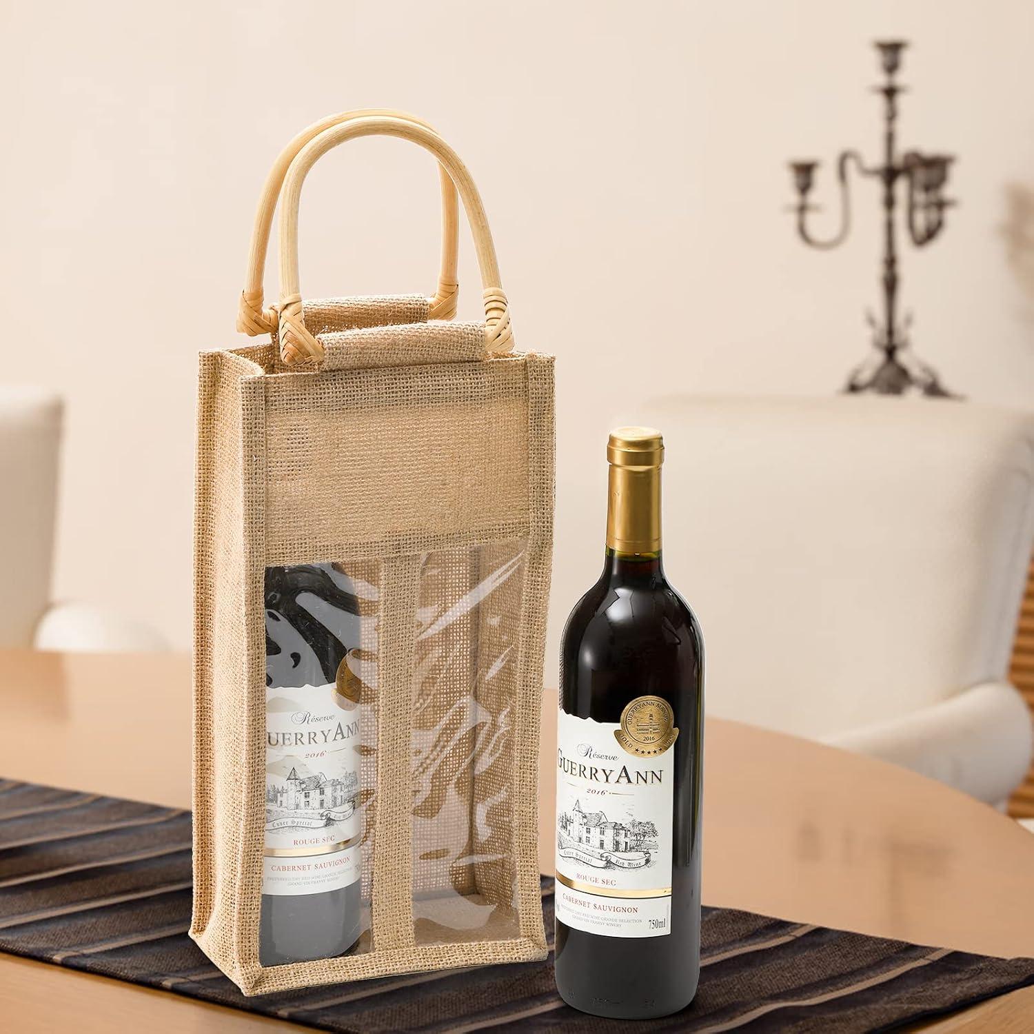 Peohud 2er Pack Wein Geschenktaschen Jute Vintage Weinverpackung neu