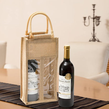 Peohud 2er Pack Wein Geschenktaschen Jute Vintage Weinverpackung neu
