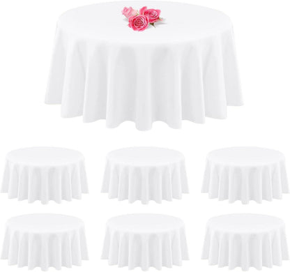Weiß Polyester Runde Tischdecken 90 Zoll 6er Pack