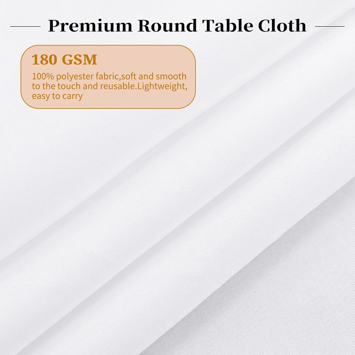 Weiß Polyester Runde Tischdecken 90 Zoll 6er Pack