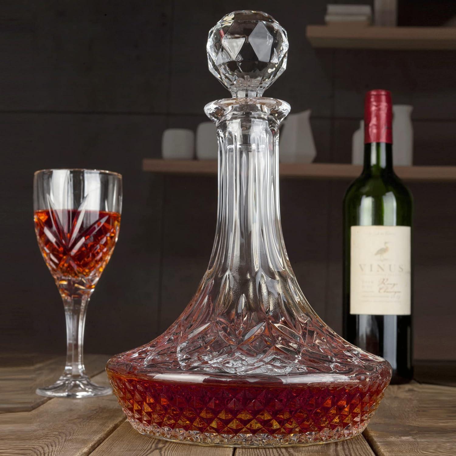 Kristall Karaffe mit Stopfen 1250 ml für Whisky Bourbon Rotwein in