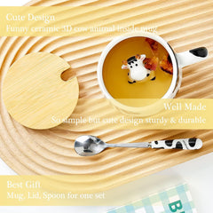Kreative 3D Kuh Kaffeetasse mit Deckel und Löffel