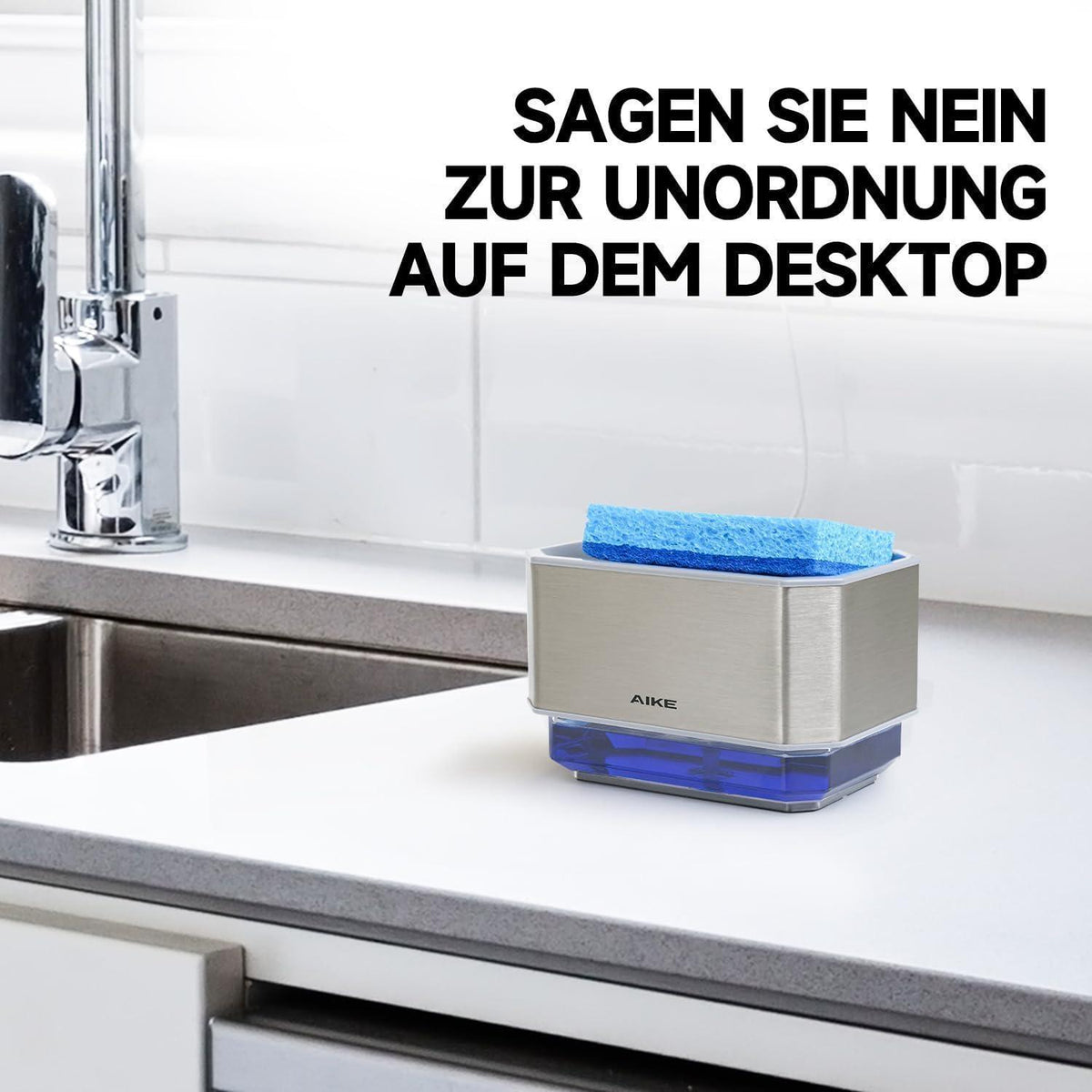 Edelstahl Seifenspender mit Schwamm – 240ml Küche