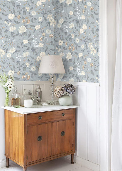 Selbstklebende Tapete Blumen 39×500CM Grün Blatt Blume Vintage
