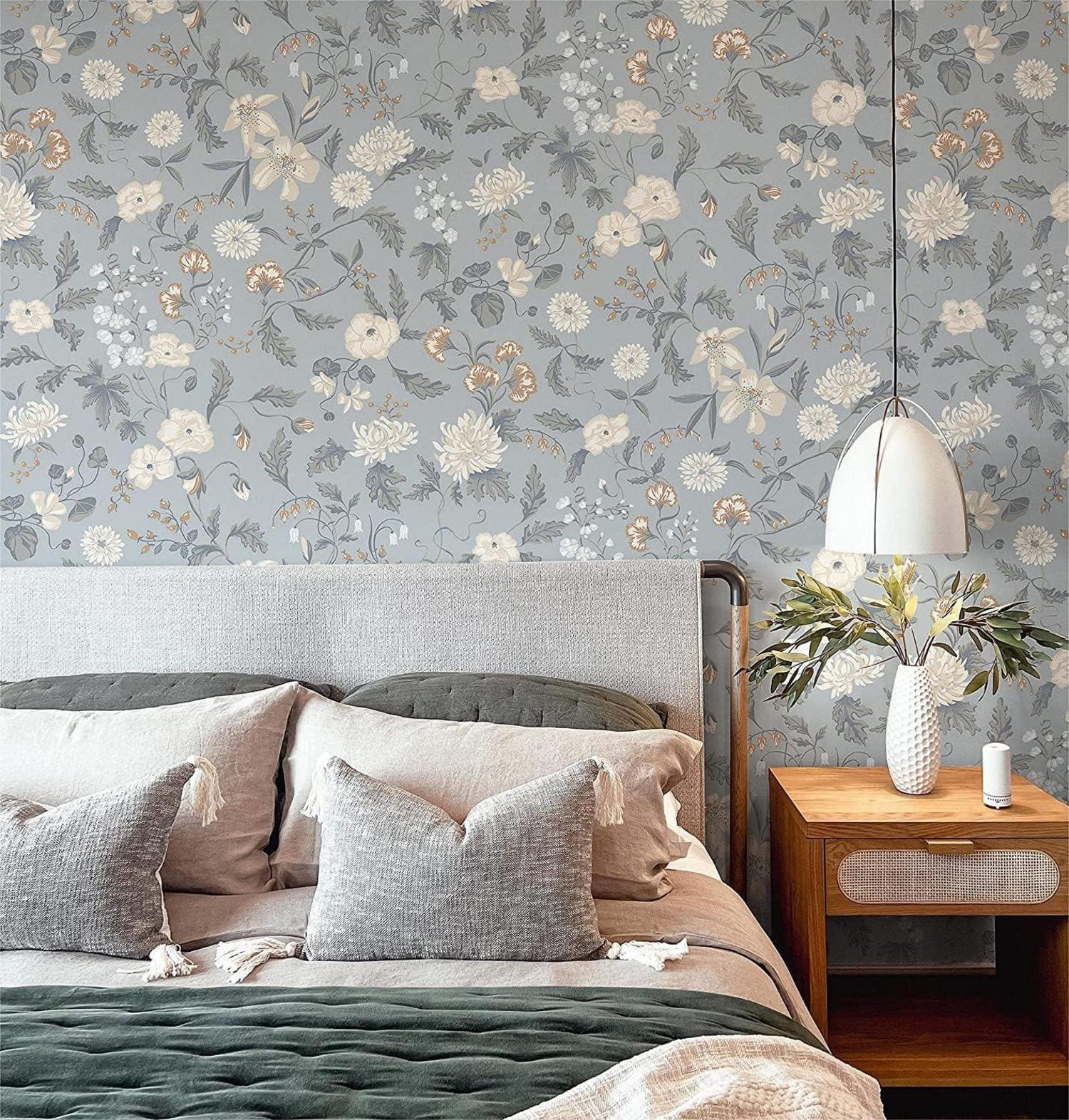 Selbstklebende Blumentapete Grün 39×500CM Vintage Dekor