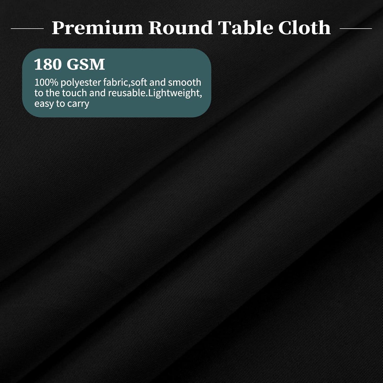 Schwarze Polyester Runde Tischdecken 90 Zoll - 6er Pack