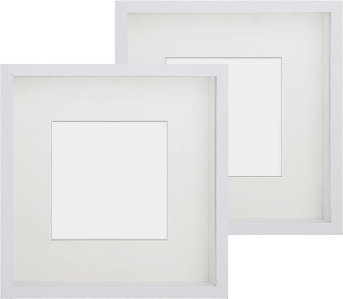 3D Bilderrahmen Set mit Echtglas, zum Befüllen - Weiß Beige 23x23 cm