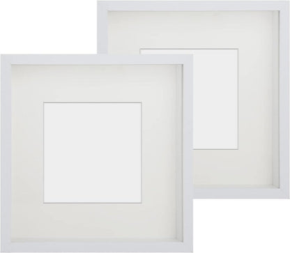 3D Bilderrahmen Set mit Echtglas, zum Befüllen - Weiß Beige 23x23 cm