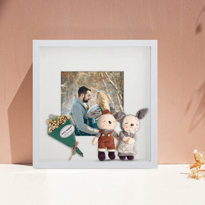 3D Bilderrahmen Set mit Echtglas, zum Befüllen - Weiß Beige 23x23 cm