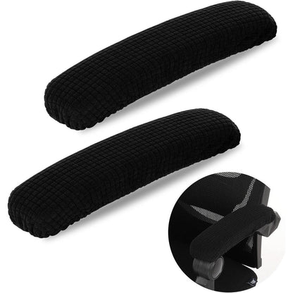 Bürostuhl Armlehne Schutz 2er Set Dehnbar Schwarz Polyester
