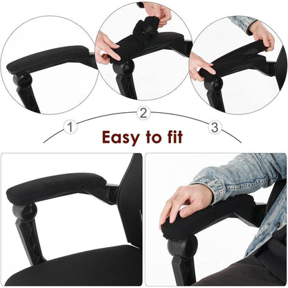 Bürostuhl Armlehne Schutz 2er Set Dehnbar Schwarz Polyester