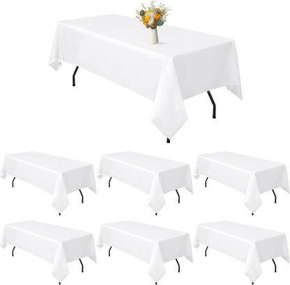 6er-Pack Weiße rechteckige Polyester-Tischdecke 60 x 102 Zoll