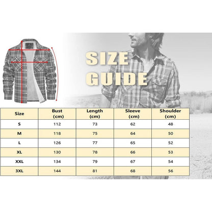 Herren Winterjacke Hemd Kariert Grün – Gefüttert & Warm
