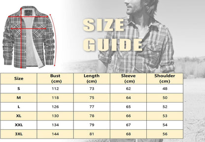 Herren Winterjacke Hemd Gefüttert Thermo Kariert Freizeithemd Braun