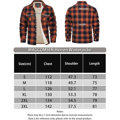 Herren Winterjacke Hemd Kariert Gefüttert Orange