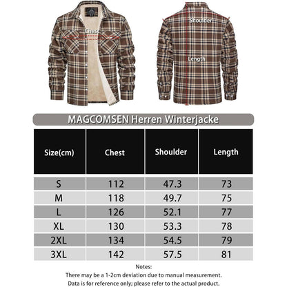 Herren Winterjacke Hemd Kariert Braun – Gefüttert & Warm