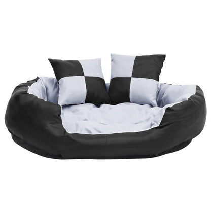 Wendbares Hundekissen 85x70x20 cm – Grau & Schwarz mit Kissen