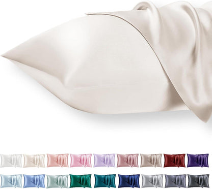 Satin Kissenbezug 40x80 2er Set Weich Seidenkissenbezug Beige