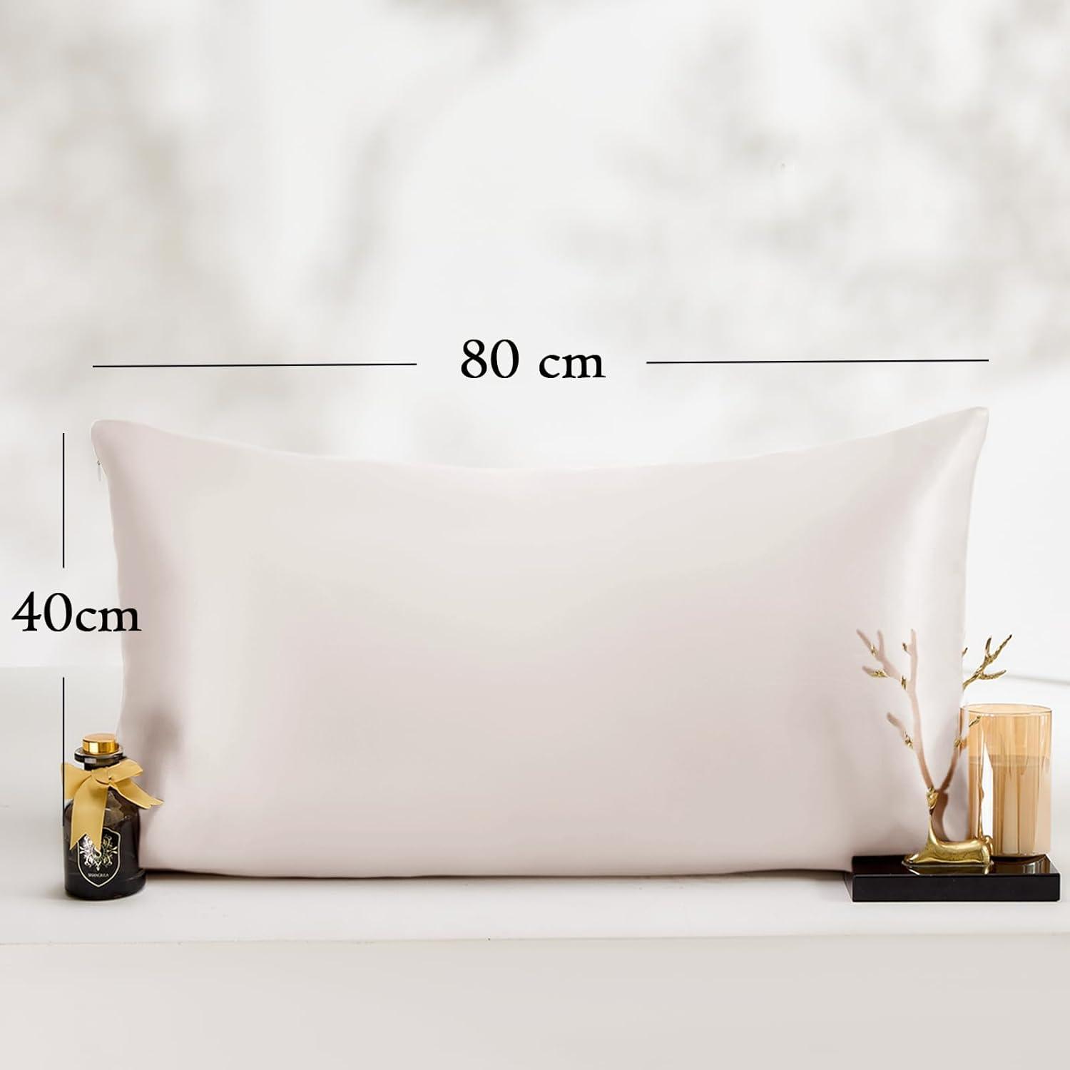 Satin Kissenbezug 40x80 2er Set Beige Reißverschluss Curly Haar