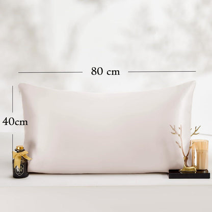 Satin Kissenbezug 40x80 2er Set Beige Reißverschluss Curly Haar