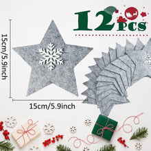 12er Set Besteckhalter Weihnachten Filz Stern Grau 15x15cm