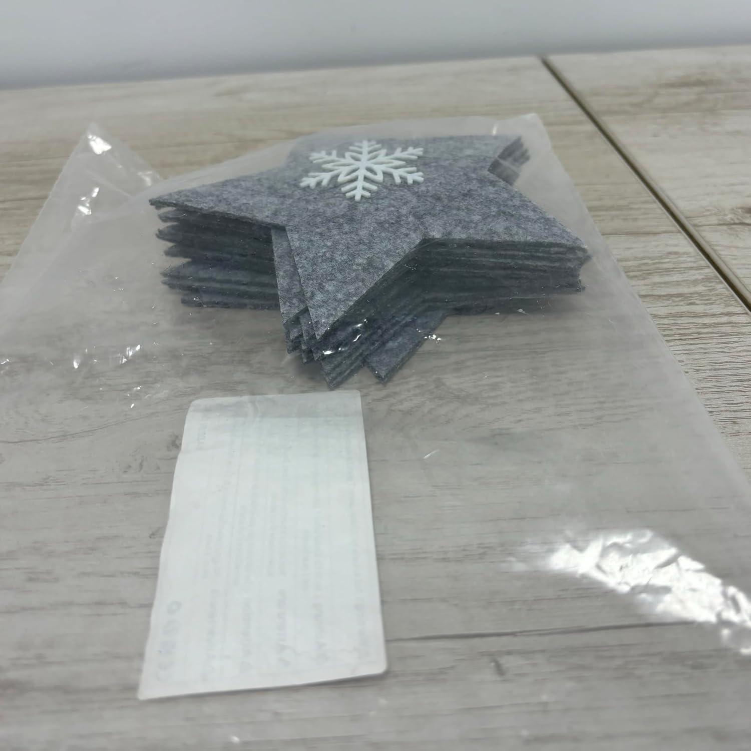 12er Set Weihnachts Besteckhalter Filz Stern Tischdeko Grau