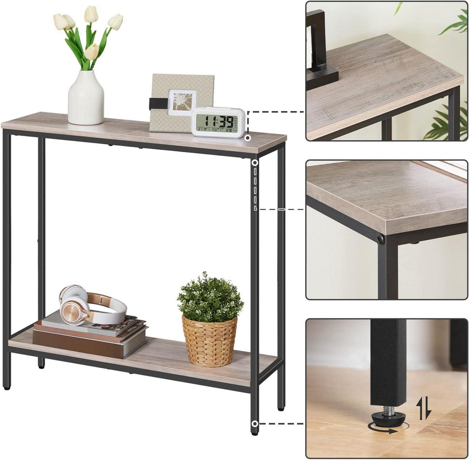 Schmaler Konsolentisch mit Ablage 75x22x75 cm Beistelltisch Flurtisch