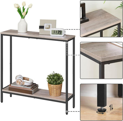 Schmaler Konsolentisch mit Ablage 75x22x75 cm Beistelltisch Flurtisch