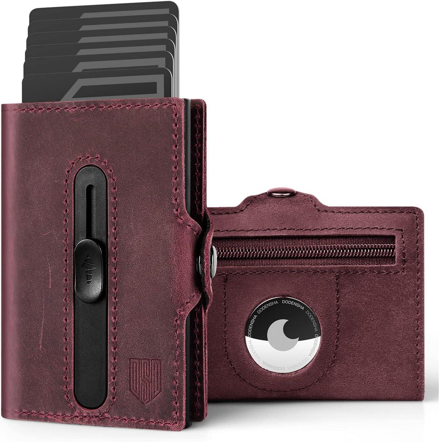 Airtag Kartenetui RFID Schutz Herren Geldbörse Slim Wallet Rot