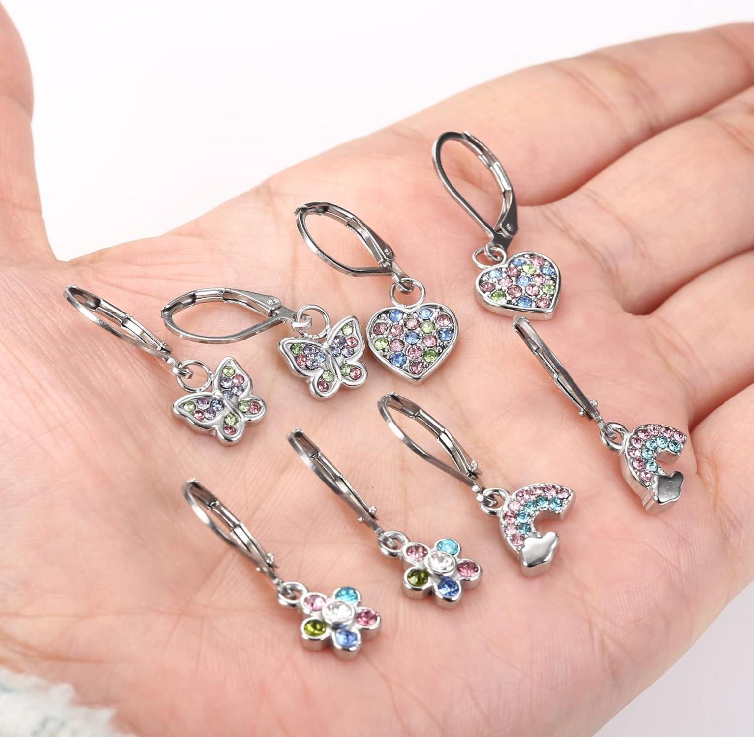 4 Paar Zirkonia Ohrringe Set Mädchen Kinder Damen Hypoallergen