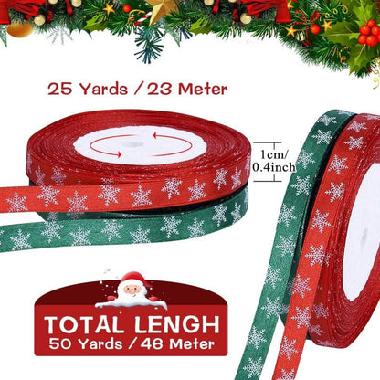 Weihnachten Satinband Set - 50m Hochwertiges Geschenkband