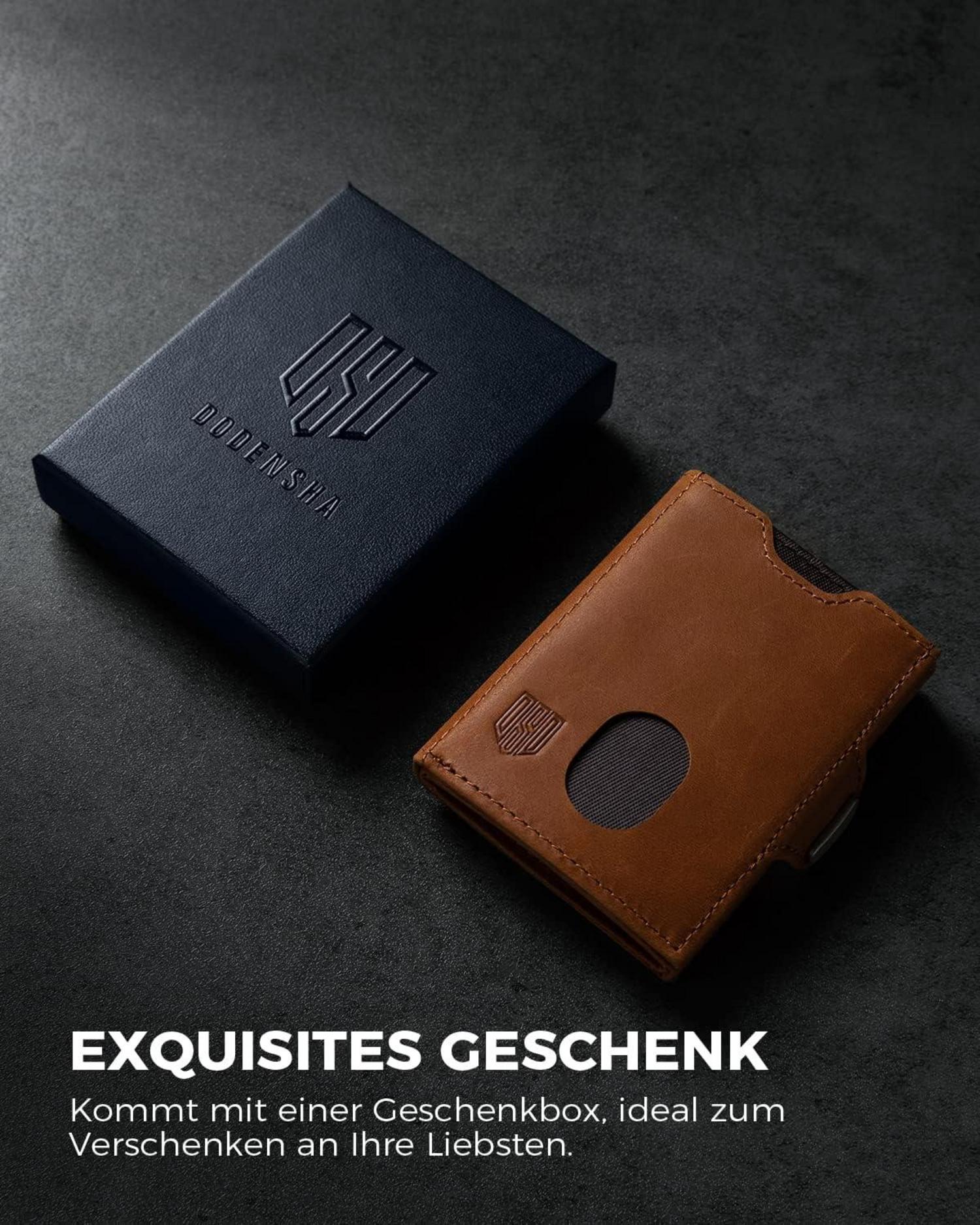 Mini Geldbörse RFID-Schutz Münzfach Leder Slim Wallet Kartenetui Braun