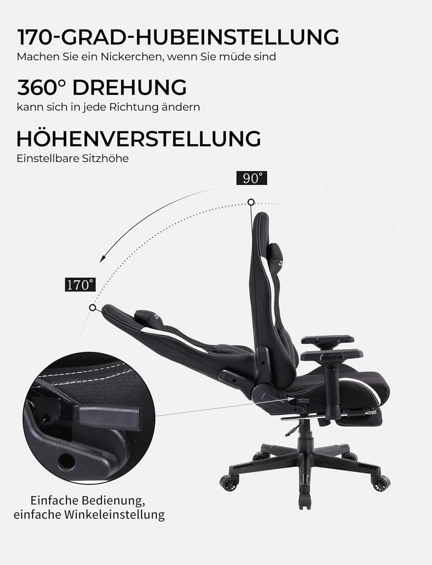 Dowinx Gaming Stuhl Stoff Massage Ergonomisch