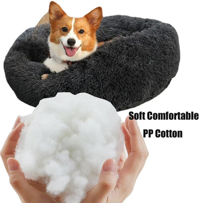Rundes Hundebett Plüsch 120cm – Flauschige Hundematte Schwarz