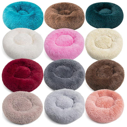Rundes Hundebett Plüsch 120cm – Flauschige Hundematte Schwarz