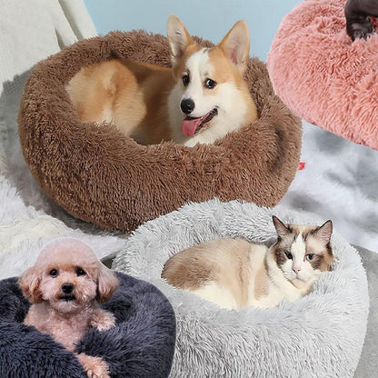 Rundes Hundebett Plüsch 120cm – Flauschige Hundematte Schwarz
