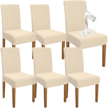 Wasserdichte Stuhlhussen Set 6 - Beige, Elastisch & Pflegleicht