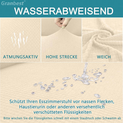 Wasserdichte Stuhlhussen Set 6 - Beige, Elastisch & Pflegleicht