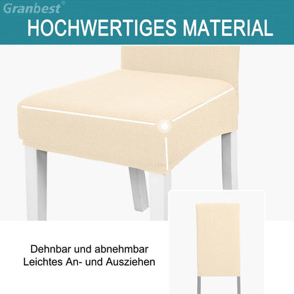 Wasserdichte Stuhlhussen Set 6 - Beige, Elastisch & Pflegleicht