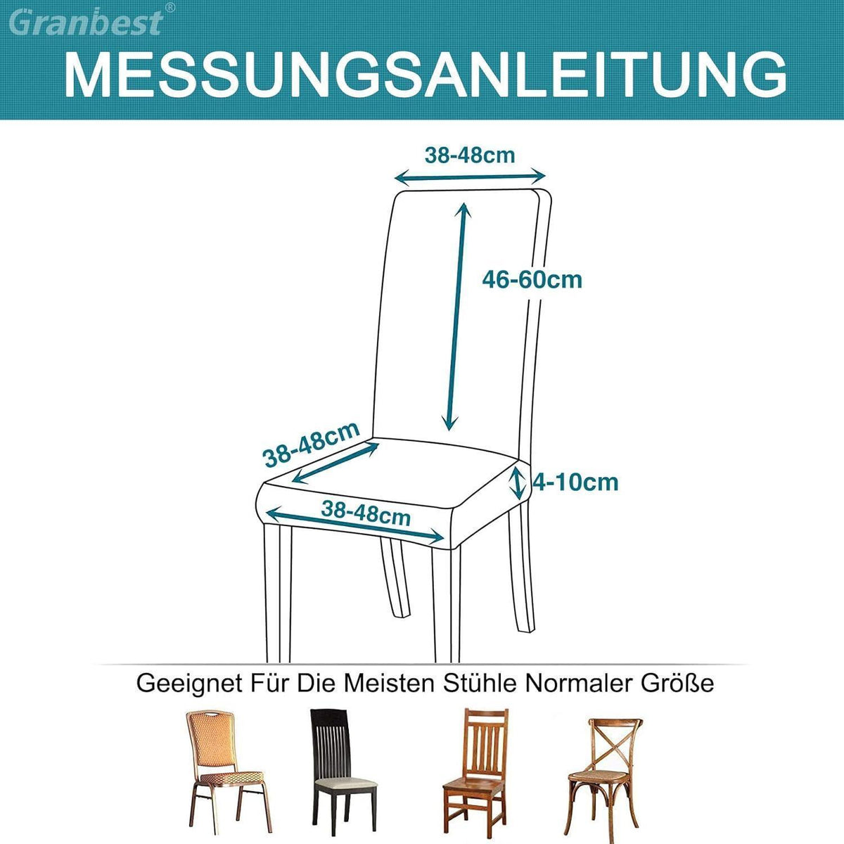 Wasserdichte Stuhlhussen Set 6 - Beige, Elastisch & Pflegleicht
