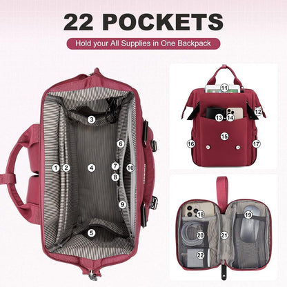 LOVEVOOK Laptop Rucksack Damen 15,6 Zoll Wasserdicht Schultasche Rot