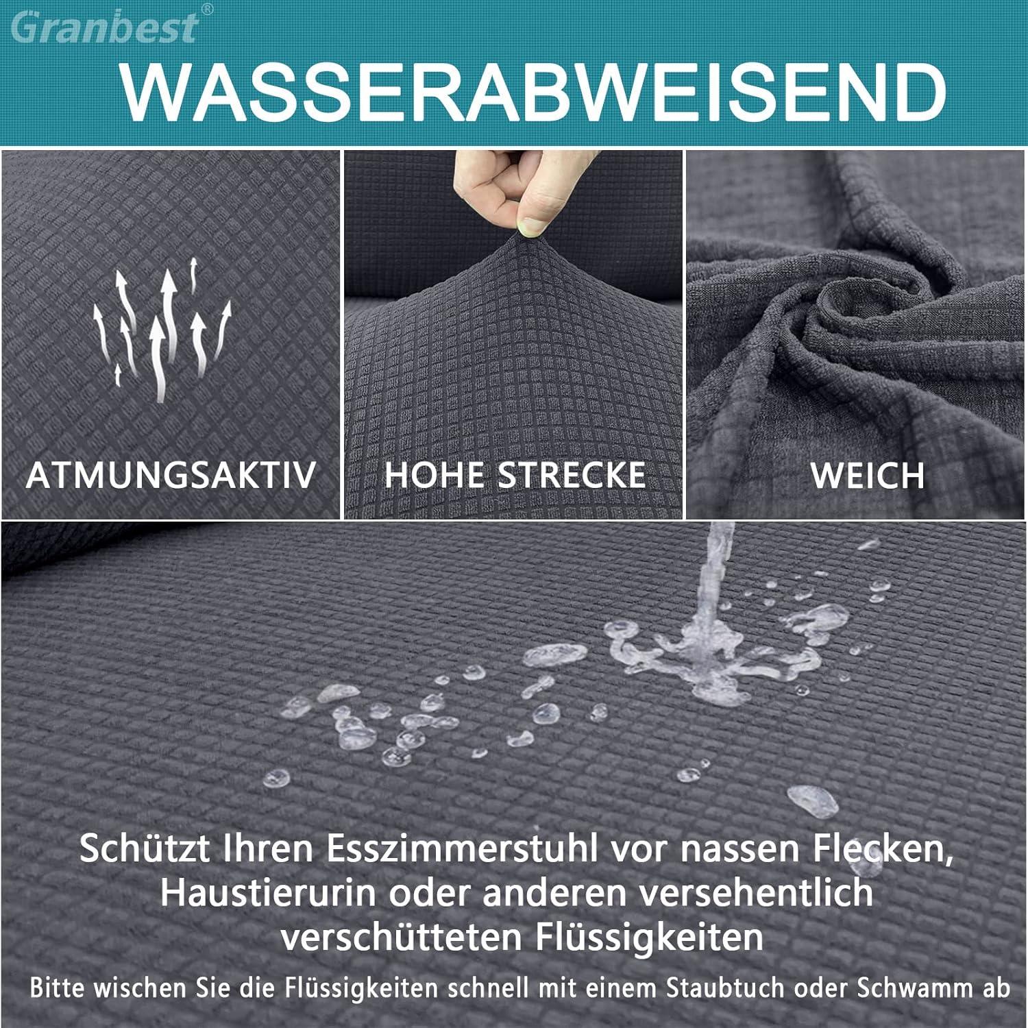 Granbest Wasserdichte Stuhlbezüge Set Stretch Hoch Rücken Grau 4er
