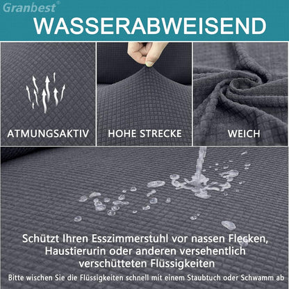 Granbest Wasserdichte Stuhlbezüge Set Stretch Hoch Rücken Grau 4er