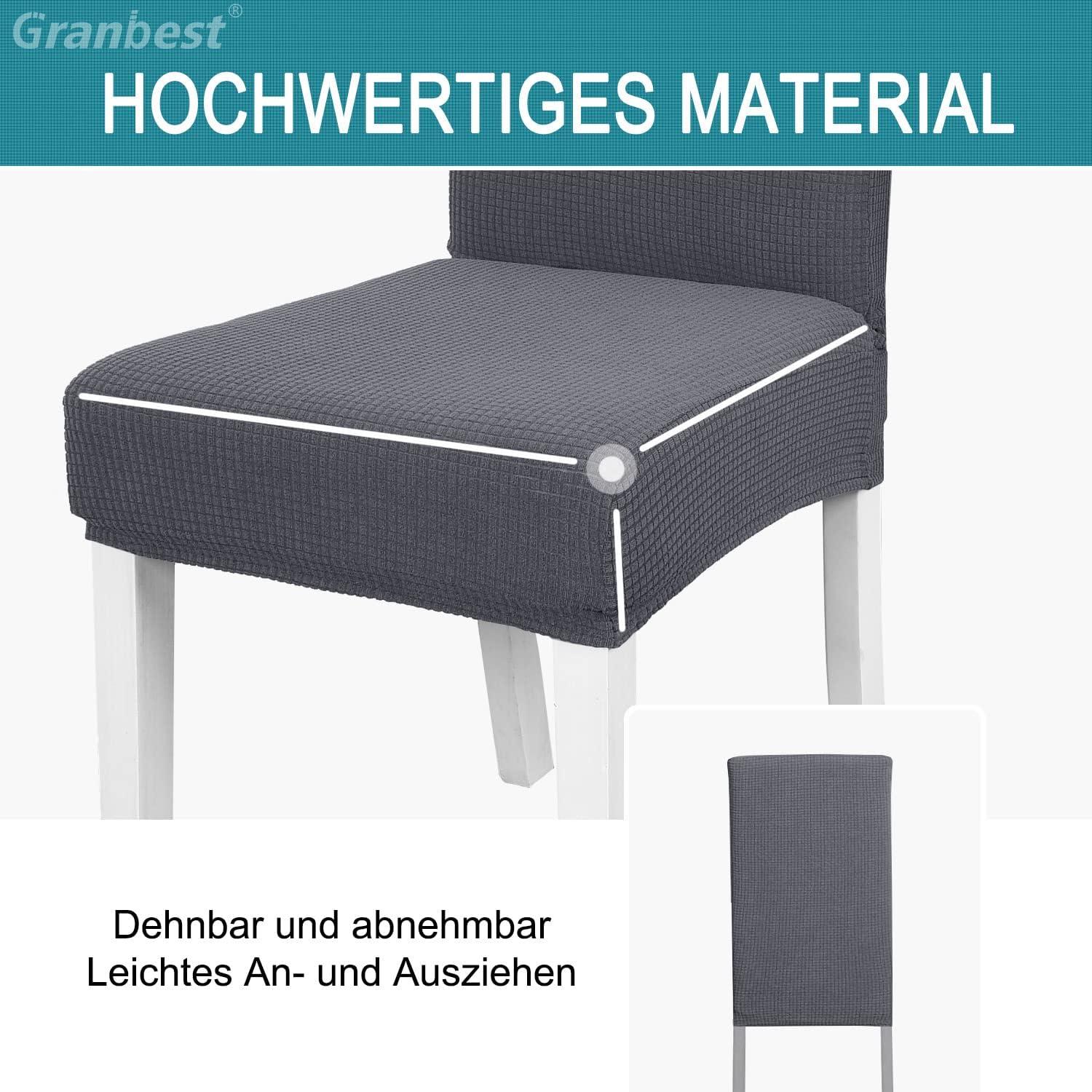 Granbest Wasserdichte Esszimmer Stuhlbezüge Set von 4, Stretch Hohen Rücken Stuhlhussen - Grau